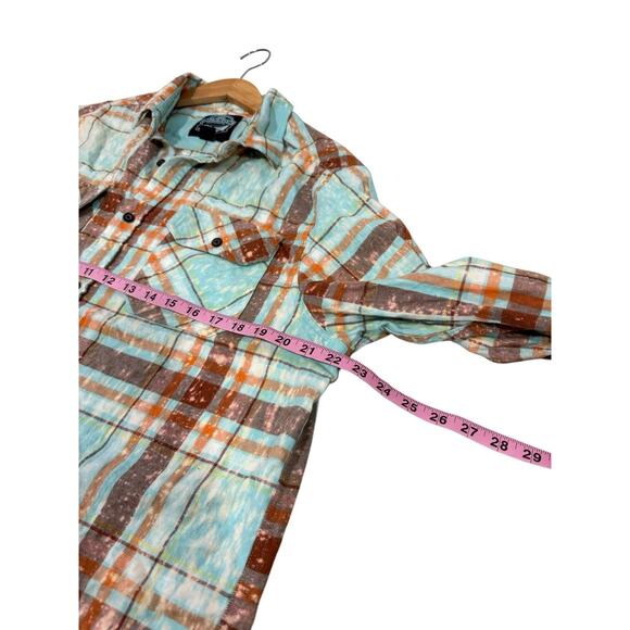 Angry Minnow Flannel Shirt Mens Large Blue Acid Splatter Wild Child Gypsy READ - Picture 6 of 7